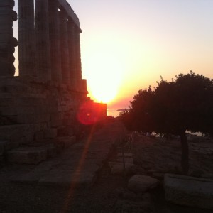 Sonnenuntergang am Tempel des Poseidon